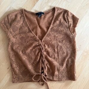 Forever 21 Cropped Lace-Up Tee
